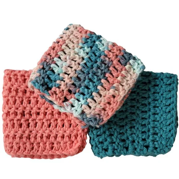 🎀Host Pick🎀HANDMADE Crochet Washcloths Set of 3 Expertly Created - Picture 2 of 8